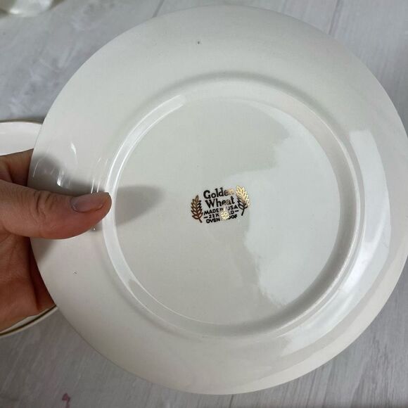Homer Laughlin GOLDEN  WHEAT 2 Plates 7" 
1 5” Bowl and 1 5” plate 22K Gold  USA - Picture 3 of 8